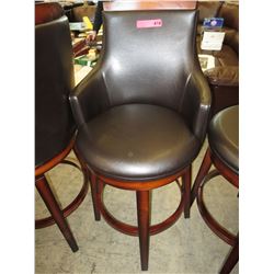 NEW-Swivel leather pub stool, solid back