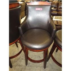 NEW-Swivel leather pub stool, solid back