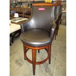 NEW-Swivel leather pub stool, solid back