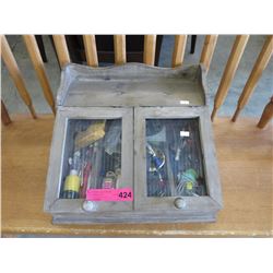 Small wooden decorative desk top storage unit
