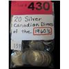 Image 1 : 20 Silver Canadian dimes - 1960's