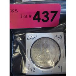 1958 Canadian Silver dollar - .800 Silver