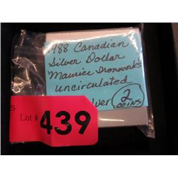 2 Canadian 1988 Silver dollars - .500 Silver