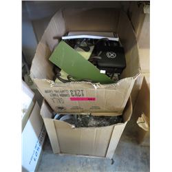Case of new belts & box of misc.