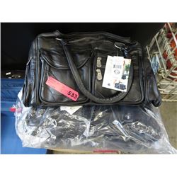 3 NEW -  Black leather travel bags