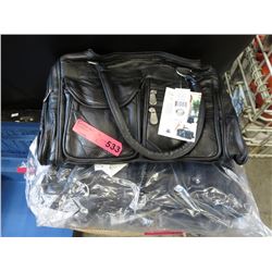 3 NEW -  Black leather travel bags