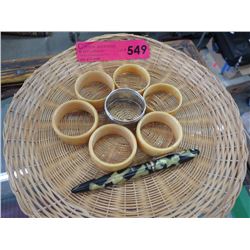 Vintage napkin rings & Schaeffer fountain pen