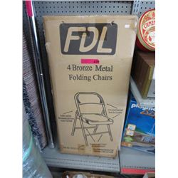 4 Bronze metal folding chairs