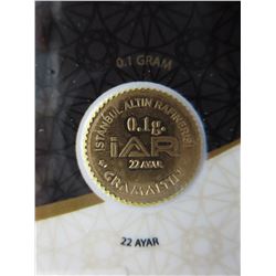 3 x 22 KT Gold Istanbul Mint rounds - 0.1g each