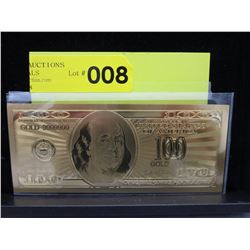 .9999 Gold foil American $100 note