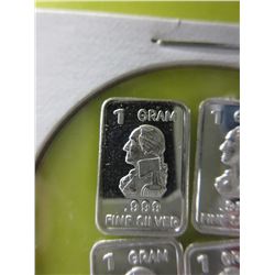 4 x 1 Gram .999 Fine Silver George Washington Bars
