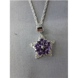 Amethyst & Diamond cluster Star necklace