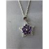 Image 1 : Amethyst & Diamond cluster Star necklace