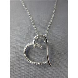 Sterling silver heart necklace set with Diamond