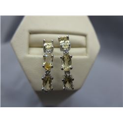 New Sterling silver Citrine & Diamond earrings
