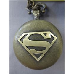 New bronze finish Superman pocket watch w/chain