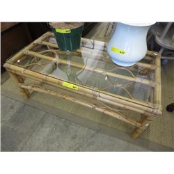 Glass top bamboo coffee table