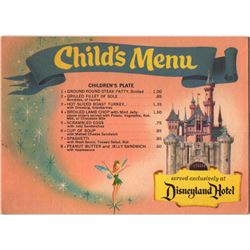 Disneyland Hotel child’s coffee shop menu.