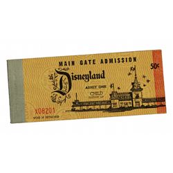 First Disneyland ticket book with admission ticket.