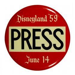 Press pass badge for 1959 re-opening.