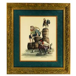 Signed Marc Davis Pirates of the Caribbean concept painting.