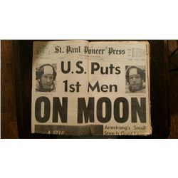 1969 Newspaper Showing U.S. Puts 1st Man on Moon!