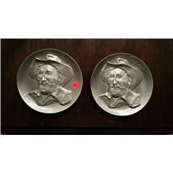 Pair of DeGrazia The Irreverent Angel Pewter Collector Plates – Limited Edition