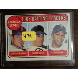 1969 Topps 1968 American League Batting Leaders Card #1-Yaz/Cater/Oliva!