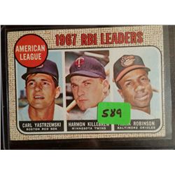 1968 Topps American League RBI Leaders Card #4-Yaz, Killebrew, and Robinson!