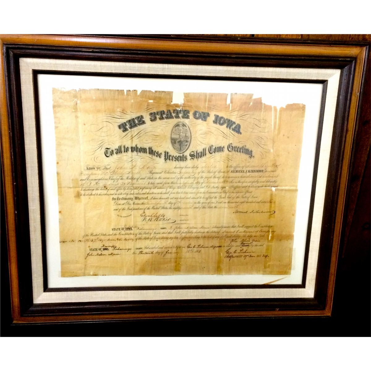Framed Original Historic Document