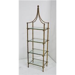 Gilt metal faux bamboo etagere