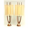 Image 1 : Pair mid century teak 3 way lamps