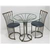Image 1 : Polished round glass top steel table with 2 chairs