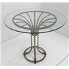 Image 2 : Polished round glass top steel table with 2 chairs