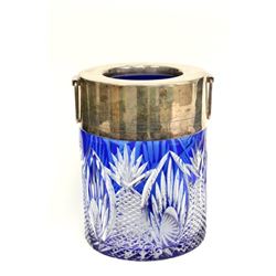 Cobalt blue cut to clear ice bucket