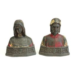 Pair brass clad figural bookends