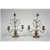 Image 1 : Pair of brass & crystal two arm candelabra