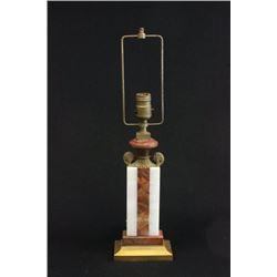 Art Deco style multi color marble &brass desk lamp