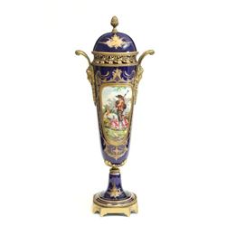 French brass mounted porcelain Sevres style vase