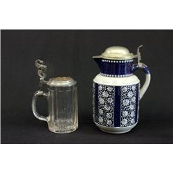 2 pewter lidded steins
