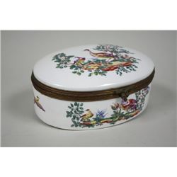Antique Continental Porcelain Oval Jewelry Box
