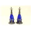 Image 1 : Pair of cobalt glass & silver plated clarets