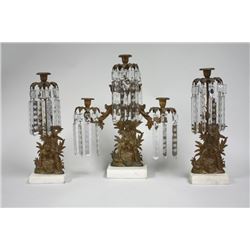 Three piece console candelabra set