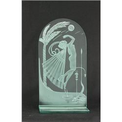 Art Deco style figural glass etched divider