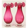 Image 1 : Pair hand blown cranberry vases