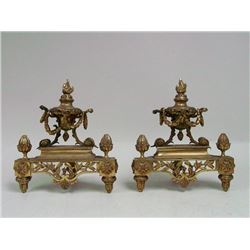 Pair of French Louis XVI style gilt bronze chenets