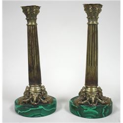 Pair of late 19th early 20th c Bronze Candlesticks
