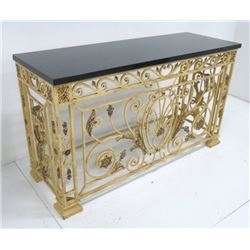 Granite top & cast iron, painted console