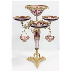 Red glass bronze mounted centerpiece