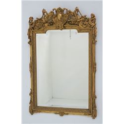 Giltwood & gesso figural beveled mirror